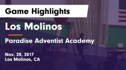 Los Molinos  vs Paradise Adventist Academy Game Highlights - Nov. 28, 2017