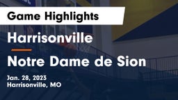 Harrisonville  vs Notre Dame de Sion  Game Highlights - Jan. 28, 2023