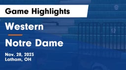 Western  vs Notre Dame  Game Highlights - Nov. 28, 2023