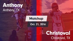 Matchup: Anthony  vs. Christoval  2016