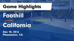 Foothill  vs California  Game Highlights - Dec 10, 2016
