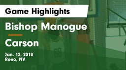 Bishop Manogue  vs Carson  Game Highlights - Jan. 12, 2018