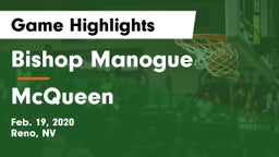 Bishop Manogue  vs McQueen  Game Highlights - Feb. 19, 2020