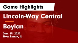 Lincoln-Way Central  vs Boylan  Game Highlights - Jan. 15, 2022