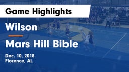 Wilson  vs Mars Hill Bible  Game Highlights - Dec. 10, 2018