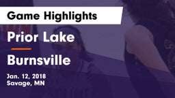 Prior Lake  vs Burnsville  Game Highlights - Jan. 12, 2018
