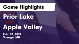 Prior Lake  vs Apple Valley  Game Highlights - Feb. 20, 2018