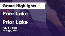 Prior Lake  vs Prior Lake  Game Highlights - Feb. 21, 2020