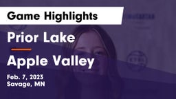 Prior Lake  vs Apple Valley Game Highlights - Feb. 7, 2023