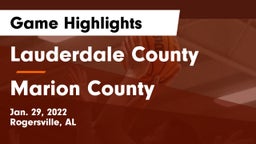 Lauderdale County  vs Marion County Game Highlights - Jan. 29, 2022