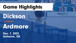 Dickson  vs Ardmore  Game Highlights - Dec. 7, 2023