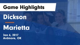 Dickson  vs Marietta  Game Highlights - Jan 6, 2017