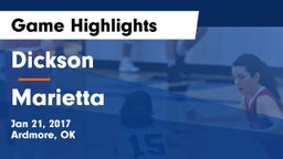 Dickson  vs Marietta  Game Highlights - Jan 21, 2017