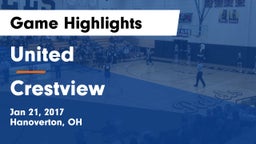 United  vs Crestview  Game Highlights - Jan 21, 2017