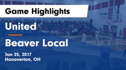 United  vs Beaver Local Game Highlights - Jan 25, 2017