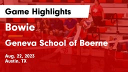 Bowie  vs Geneva School of Boerne Game Highlights - Aug. 22, 2023