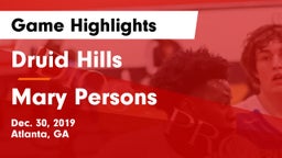 Druid Hills  vs Mary Persons  Game Highlights - Dec. 30, 2019