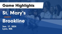 St. Mary's  vs Brookline  Game Highlights - Jan. 17, 2024