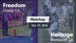 Matchup: Freedom  vs. Heritage  2016