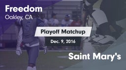 Matchup: Freedom  vs. Saint Mary's  2016