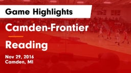 Camden-Frontier  vs Reading  Game Highlights - Nov 29, 2016