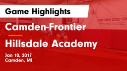 Camden-Frontier  vs Hillsdale Academy Game Highlights - Jan 10, 2017