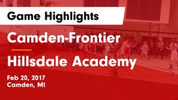 Camden-Frontier  vs Hillsdale Academy Game Highlights - Feb 20, 2017