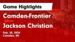 Camden-Frontier  vs Jackson Christian  Game Highlights - Feb. 20, 2020