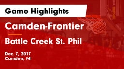 Camden-Frontier  vs Battle Creek St. Phil Game Highlights - Dec. 7, 2017