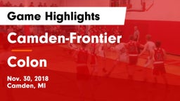 Camden-Frontier  vs Colon  Game Highlights - Nov. 30, 2018