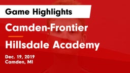 Camden-Frontier  vs Hillsdale Academy Game Highlights - Dec. 19, 2019