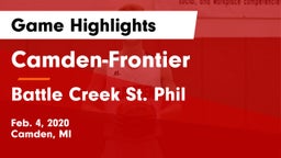 Camden-Frontier  vs Battle Creek St. Phil Game Highlights - Feb. 4, 2020