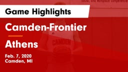 Camden-Frontier  vs Athens  Game Highlights - Feb. 7, 2020
