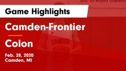 Camden-Frontier  vs Colon  Game Highlights - Feb. 28, 2020