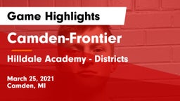 Camden-Frontier  vs Hilldale Academy - Districts Game Highlights - March 25, 2021