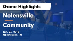 Nolensville  vs Community  Game Highlights - Jan. 23, 2018