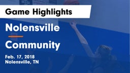 Nolensville  vs Community  Game Highlights - Feb. 17, 2018