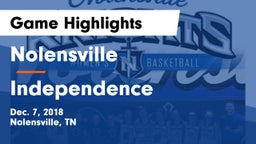 Nolensville  vs Independence  Game Highlights - Dec. 7, 2018