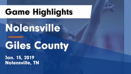 Nolensville  vs Giles County  Game Highlights - Jan. 15, 2019