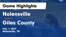 Nolensville  vs Giles County  Game Highlights - Feb. 1, 2019