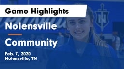 Nolensville  vs Community  Game Highlights - Feb. 7, 2020