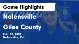 Nolensville  vs Giles County  Game Highlights - Feb. 20, 2020