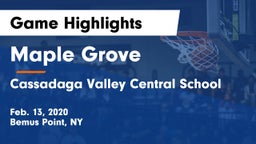 Maple Grove  vs Cassadaga Valley Central School Game Highlights - Feb. 13, 2020