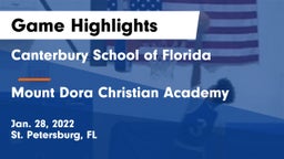 Canterbury School of Florida vs Mount Dora Christian Academy Game Highlights - Jan. 28, 2022