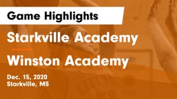 Starkville Academy  vs Winston Academy  Game Highlights - Dec. 15, 2020