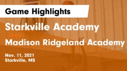 Starkville Academy  vs Madison Ridgeland Academy Game Highlights - Nov. 11, 2021