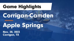 Corrigan-Camden  vs Apple Springs  Game Highlights - Nov. 28, 2023