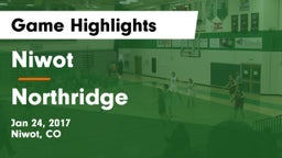 Niwot  vs Northridge Game Highlights - Jan 24, 2017