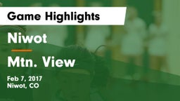Niwot  vs Mtn. View Game Highlights - Feb 7, 2017