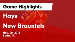 Hays  vs New Braunfels  Game Highlights - Nov. 20, 2018